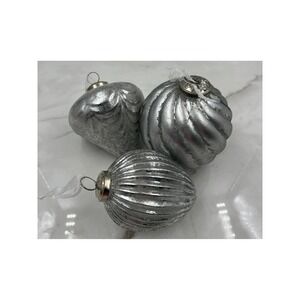 Balsam Hill French Country Jumbo Silver Mercury Glass Ornaments Set of 3